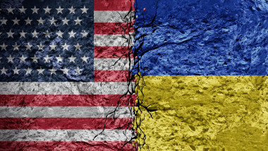 US and Ukraine clash as a geopolitical conflict between the Ukrainian and American nations as a European security concept due to political dispute and