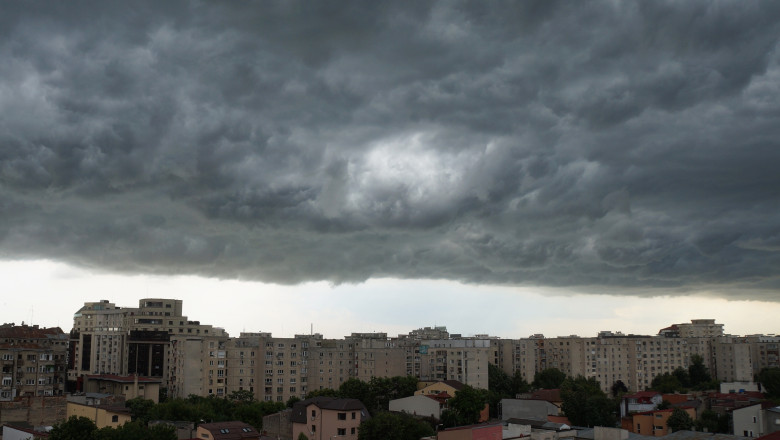 Dramatic,Storm,Cloudy,Sky,Over,Bucharest,City.,Storm,Dark,Grey