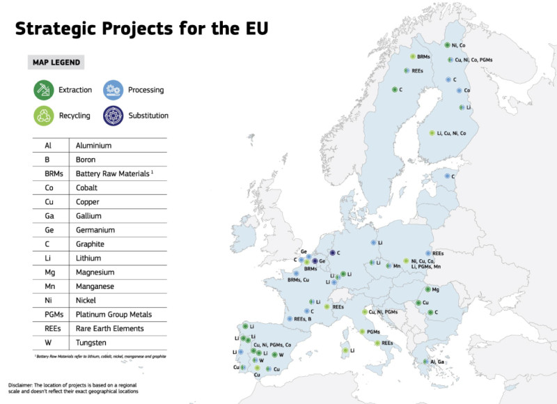 Proiectele strategice privind pământurile rare. Foto: Comisia Europeană
