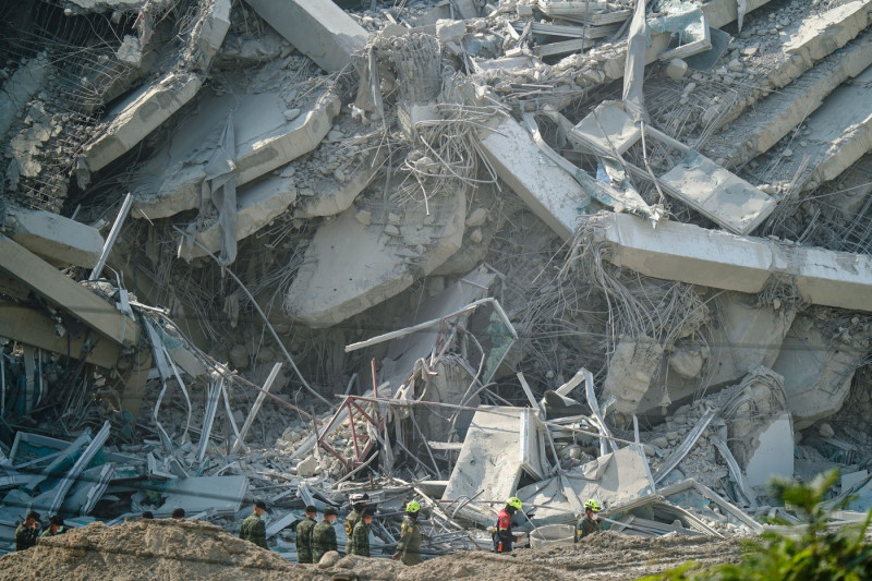 Collapsed building after an earthquake in Bangkok, Thailand -28 Mar 2025