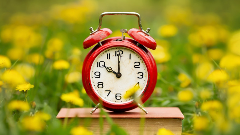 Alarm,Clock,In,The,Flowers.,Spring,Forward,,Springtime,Or,Daylight