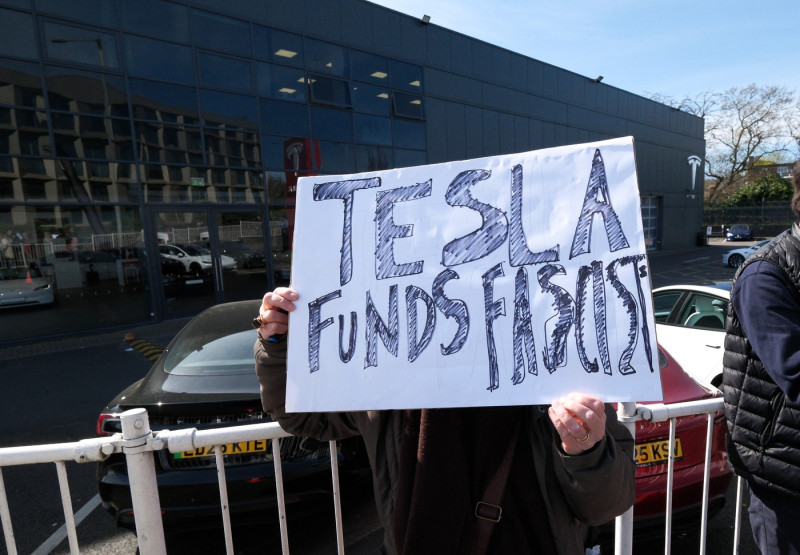 Tesla Takedown Protest In London