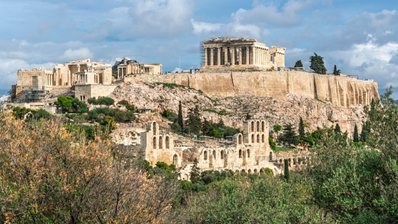 View,From,Philopappos,Hill,Of,The,Ruins,On,Acropolis,Hill,