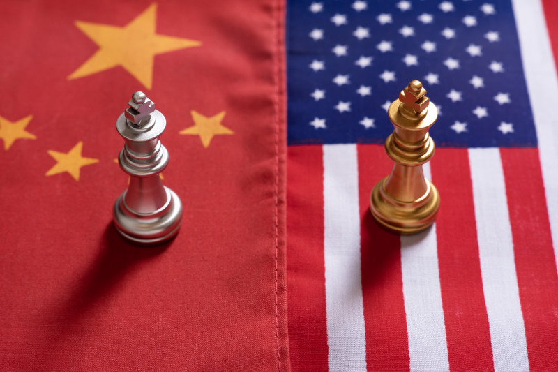 Chess,Game,,Two,King,Stand,Confront,On,China,And,Us