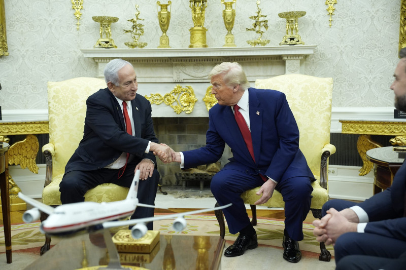 Donald Trump meets with Benjamin Netanyahu - Washington, United States - 07 Apr 2025