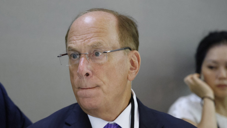 CEO of Black Rock Larry Fink takes with glasses