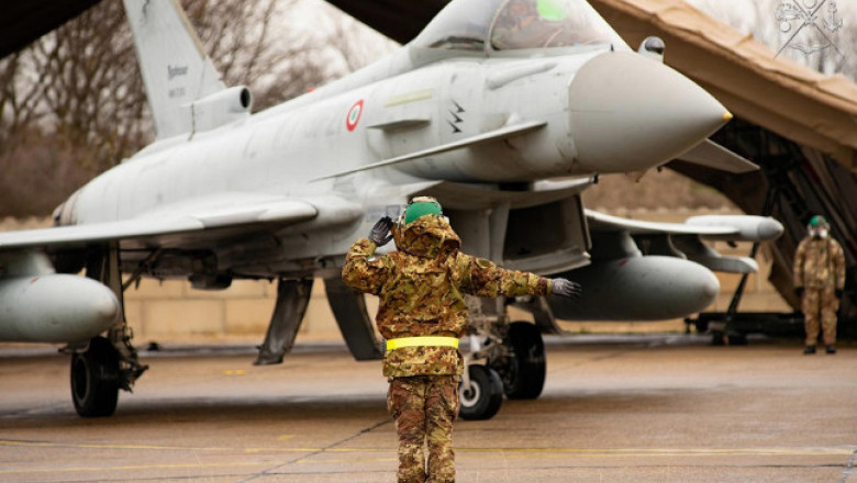 Avion Eurofighter al forțelor aeriene italiene la Mihail Kogălniceanu