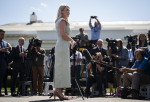 WH Press Secretary Leavitt talks to Reporters
