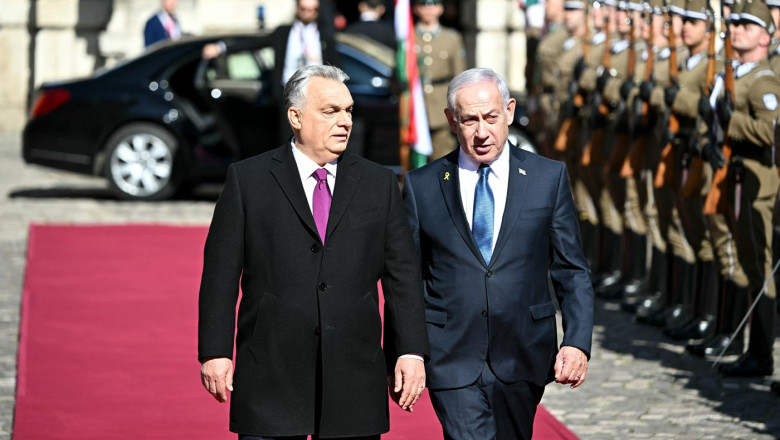 Premierul ungar Viktor Orban și liderul israelian Benjamin Netanyahu.