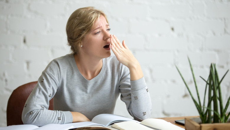 yawning student