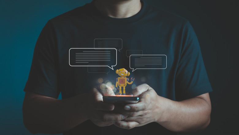 Ai,Artificial,Intelligence,,Digital,Chatbot,,Man,Chatting,With,Digital,Assistant