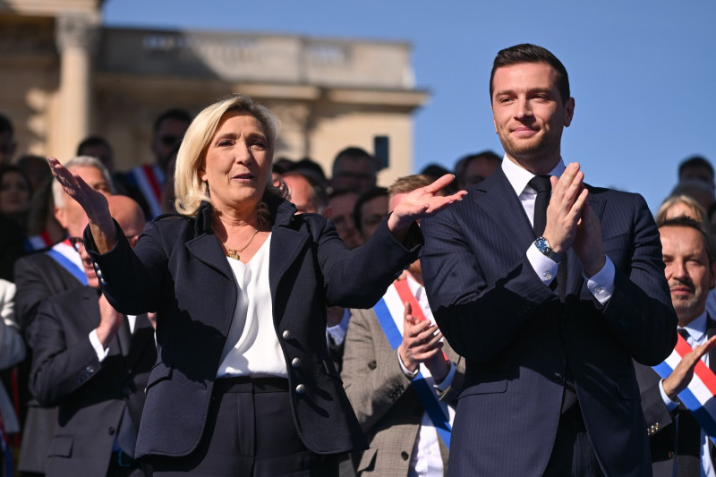 Demonstration In Support Of Marine Le Pen On Place Vauban, Paris, April 6, 2025.