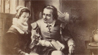 pictură cu Anne Hathaway și William Shakespeare din secolul al XIX-lea