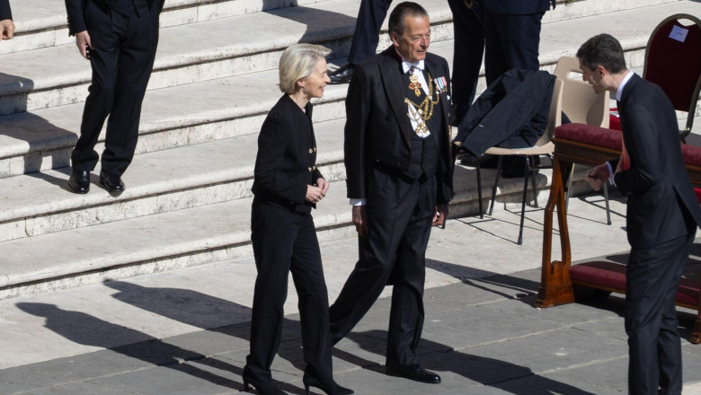 Ursula von der Leyen attends Pope Francis' funeral in St. Peter's Square in Rome
