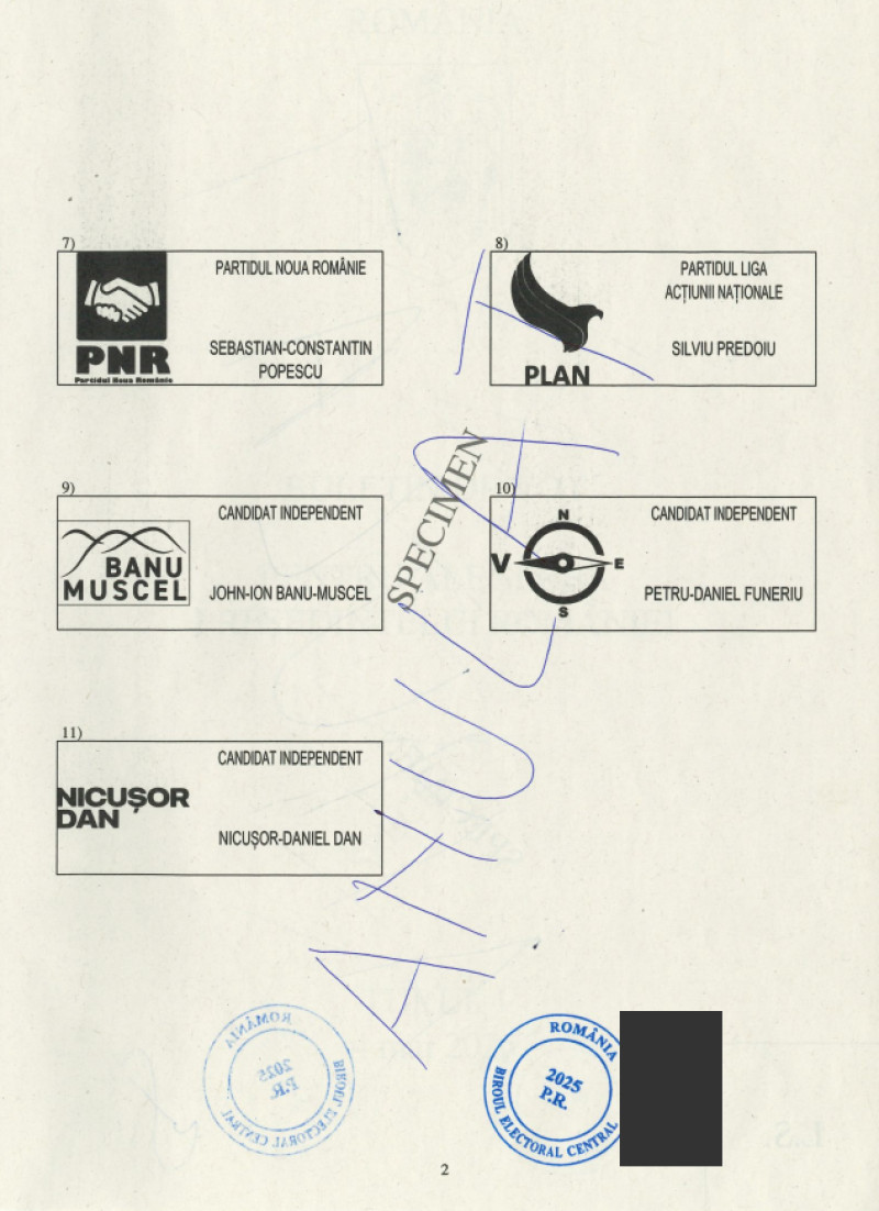 Buletin de vot, turul 1, pagina 3