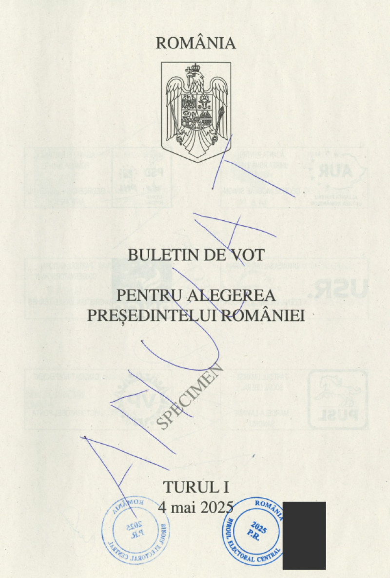 Buletin de vot, turul 1