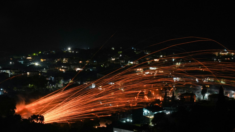 Rocket War in Greece' Chios island marking the Easter