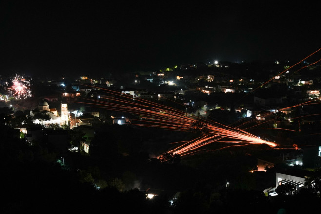 Rocket War in Greece' Chios island marking the Easter