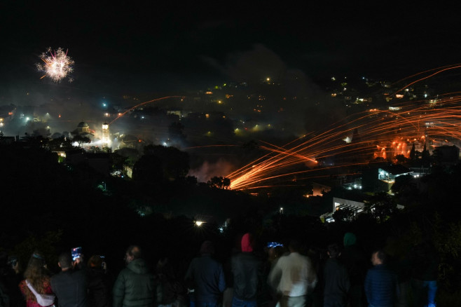 Rocket War in Greece' Chios island marking the Easter