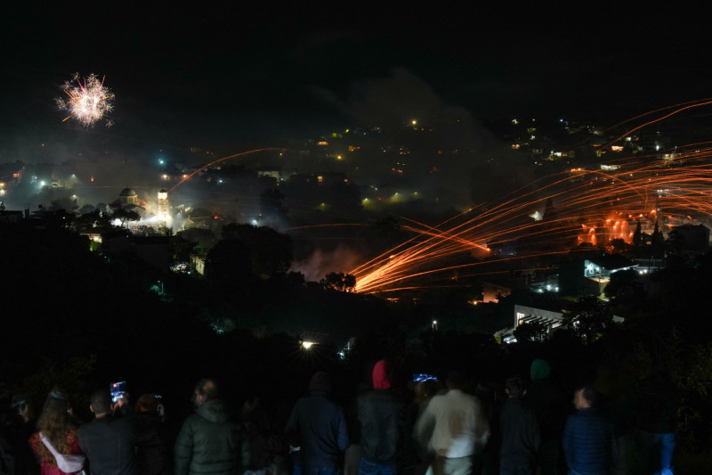 Rocket War in Greece' Chios island marking the Easter