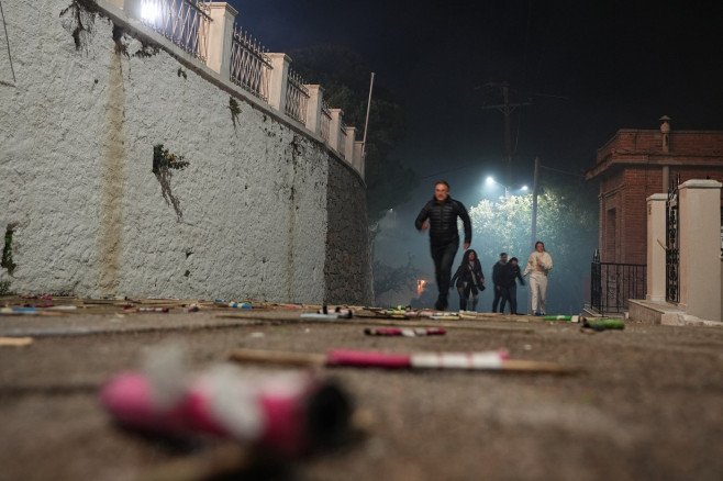 Rocket War in Greece' Chios island marking the Easter
