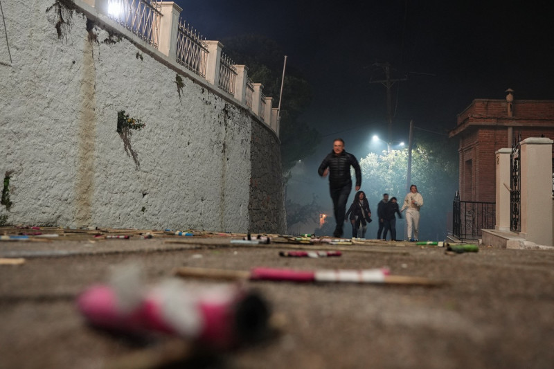 Rocket War in Greece' Chios island marking the Easter