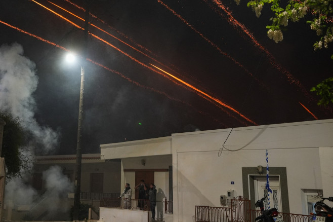 Rocket War in Greece' Chios island marking the Easter