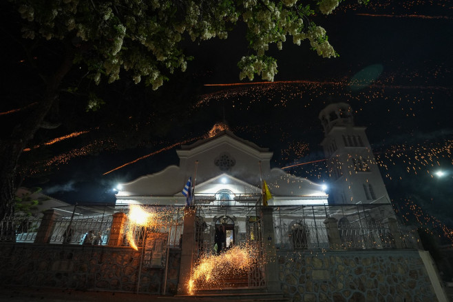 Rocket War in Greece' Chios island marking the Easter