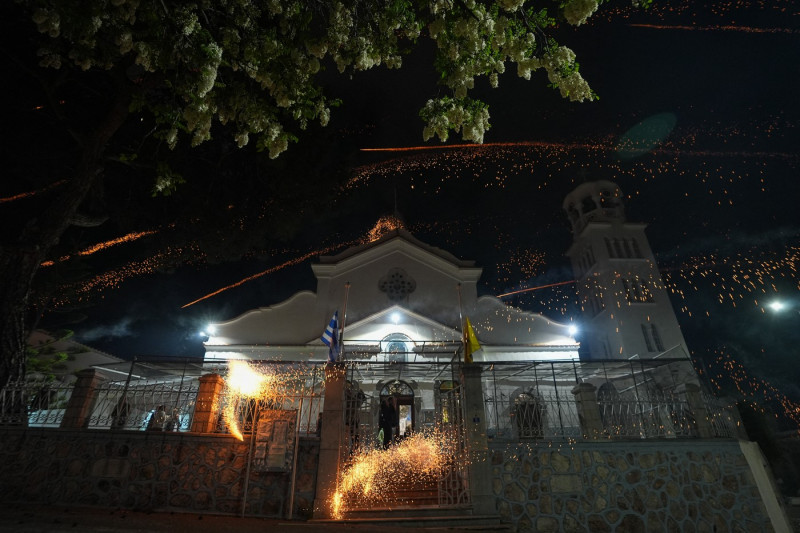 Rocket War in Greece' Chios island marking the Easter