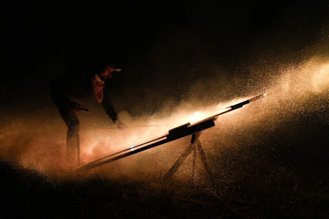 Rocket War in Greece' Chios island marking the Easter