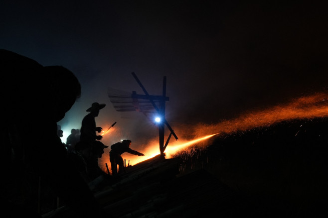 Rocket War in Greece' Chios island marking the Easter
