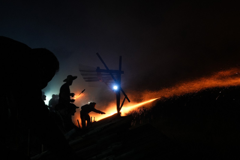 Rocket War in Greece' Chios island marking the Easter