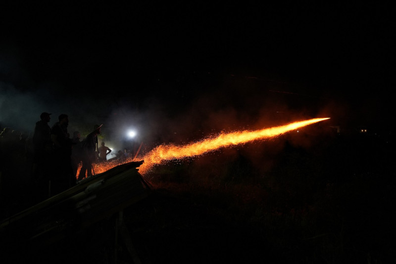 Rocket War in Greece' Chios island marking the Easter