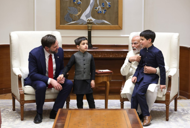 Indian Prime Minister Modi Bilateral Meeting With U.S Vice President JD Vance, New Delhi, India - 21 Apr 2025