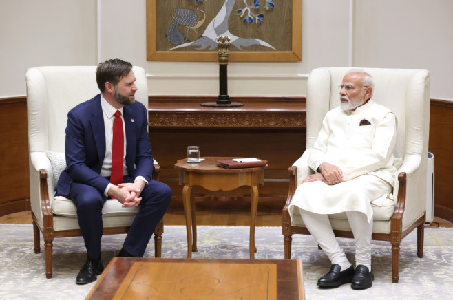 Indian Prime Minister Modi Bilateral Meeting With U.S Vice President JD Vance, New Delhi, India - 21 Apr 2025