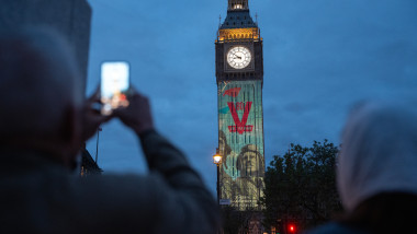 UK Landmarks Lit Up Ahead Of VE Day 80th Anniversary