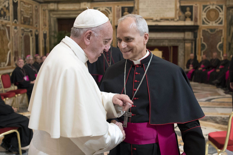 Italy, Rome, Vatican City, 15 May, 2017 - Pope Francis receives Monsignor Robert Francis Prevost in audience
