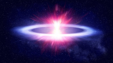 ilustrație cu o explozie spațială de tip FBOT (Fast Blue Optical Transient)