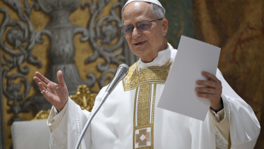 Pope Leo XIV celebrates a Holy Mass with the cardinals in the Sistine Chapel at the Vatican on May 9, 2025 at the conclusion of the Conclave. The morning after being elected the 267th Pope, Pope Leo XIV celebrates his first Mass as Pope. Photo by Vatican