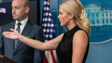 White House Press Secretary Karoline Leavitt Delivers Briefing with White House Deputy Chief of Staff Stephen Miller