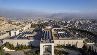 An aerial photo shows the Syrian presidential palace in Damascus