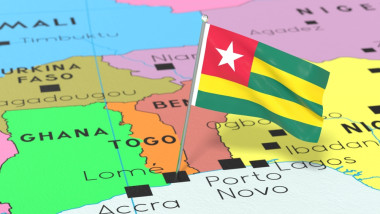 Togo,,Lome,-,National,Flag,Pinned,On,Political,Map,-
