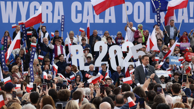 Rafal Trzaskowski holds election rally in Krakow ahead of presidential vote