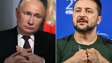 Vladimir Putin și Volodimir Zelenski. Foto: Profimedia Images