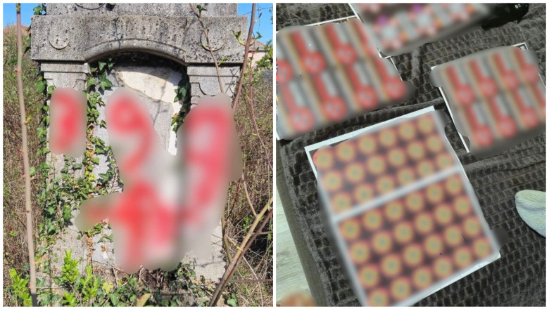 VIDEO  Cimitir vandalizat cu însemne naziste de trei tineri: s-au filmat și au publicat imaginile pe rețelele sociale. Ce cred polițiștii