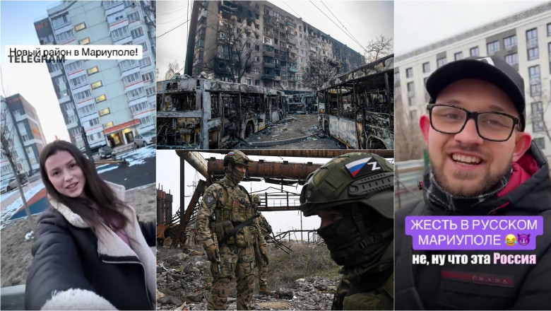 „Orașul nostru rusesc”: Cum se folosește Rusia de influenceri ca să ascundă atrocitățile comise în Mariupol, după trei ani de ocupație