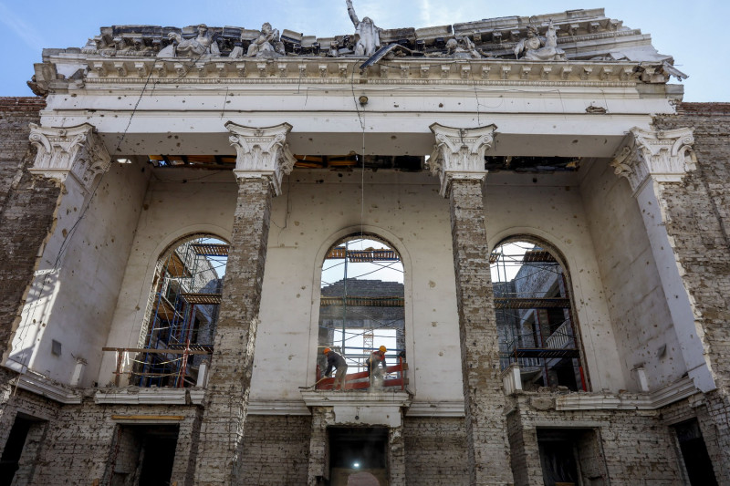 Restoration and reconstruction works in Mariupol after siege