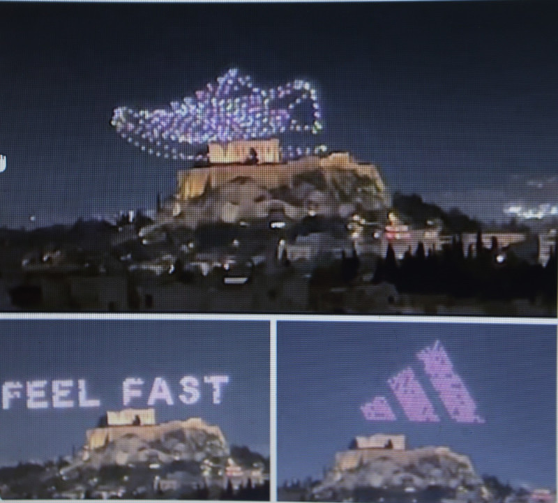 Adidas Advertising Over Acropolis, Greece