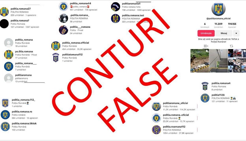 MAI a eliminat peste 160 de conturi TikTok care utilizau ilegal însemnele Poliţiei Române