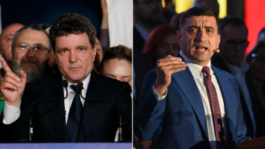 Colaj foto: Nicușor Dan și George Simion
